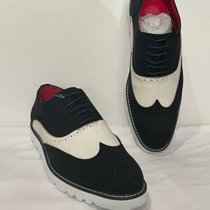 Tayno shoes suede black/white Oxford wingtip thick sole